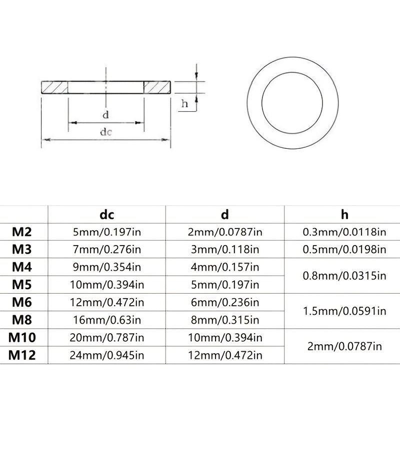 Stainless Steel Flat Washers M10 50 Pieces For Screws Bolts - Image 5
