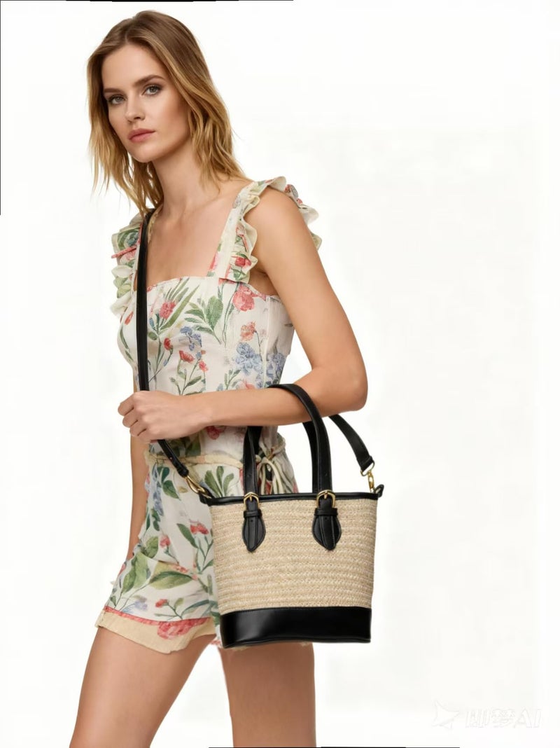 AISIWAN Trendy Womenâ€™s Straw Bucket Bag Straw Crossbody Bags For Women Summer Beach Clutch Travel Top-handle Shoulder Purse 2026 - Image 2