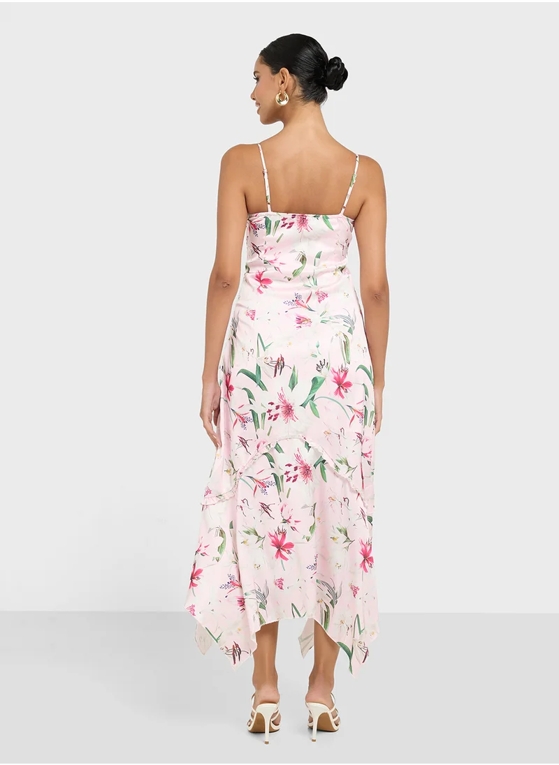 جينجر Strappy Floral A Line Dress