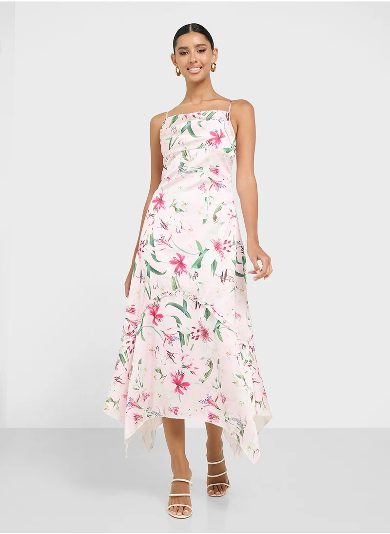 جينجر Strappy Floral A Line Dress