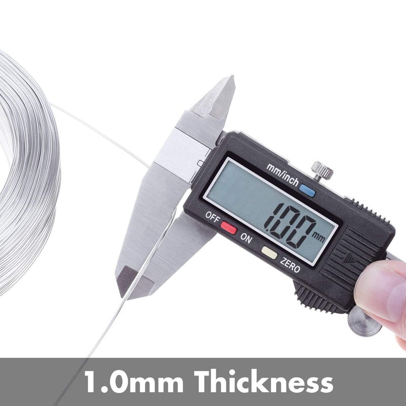 anezus سلك الألمنيوم، أنيزوس 18 قياس 328 قدم سلك معدني قابل للانحناء لنحت الألمنيوم 1 مم للحرف اليدوية وصنع المجوهرات والتزيين الزهري (فضي) - Image 3