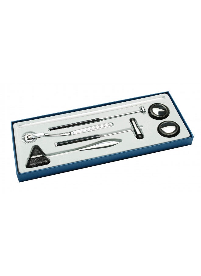 Graham-Field 7-Piece Neurological Diagnostic Set - Includes 7" Buck Hammer, 7.5" Taylor Hammer, 7" Wartenburg Pinwheel, and 8" Babinski Percussion Hammer - 1303