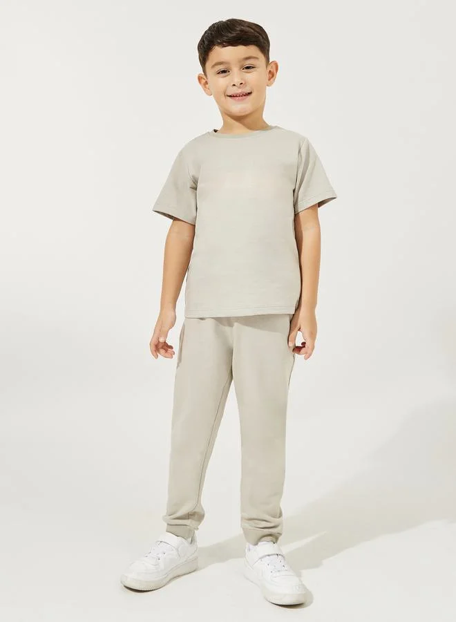 Styli Solid T-Shirt & Joggers Set
