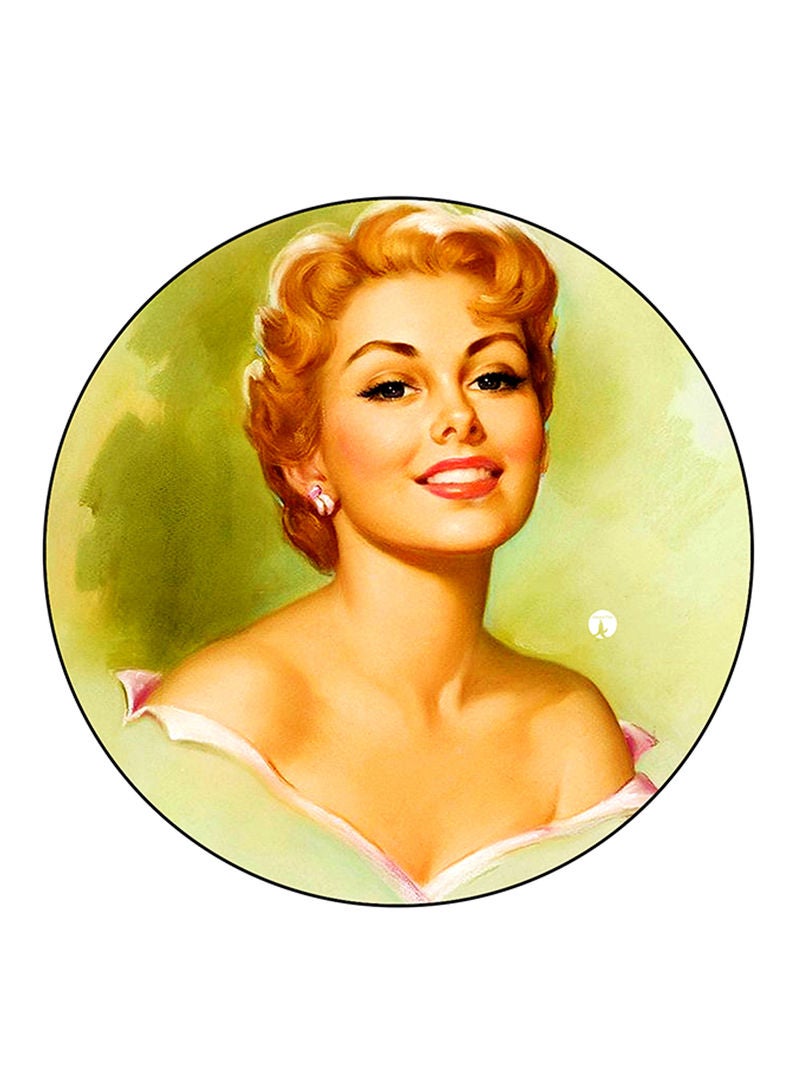 RKN Vintage Art Printed Mouse Pad  Round  Multicolour