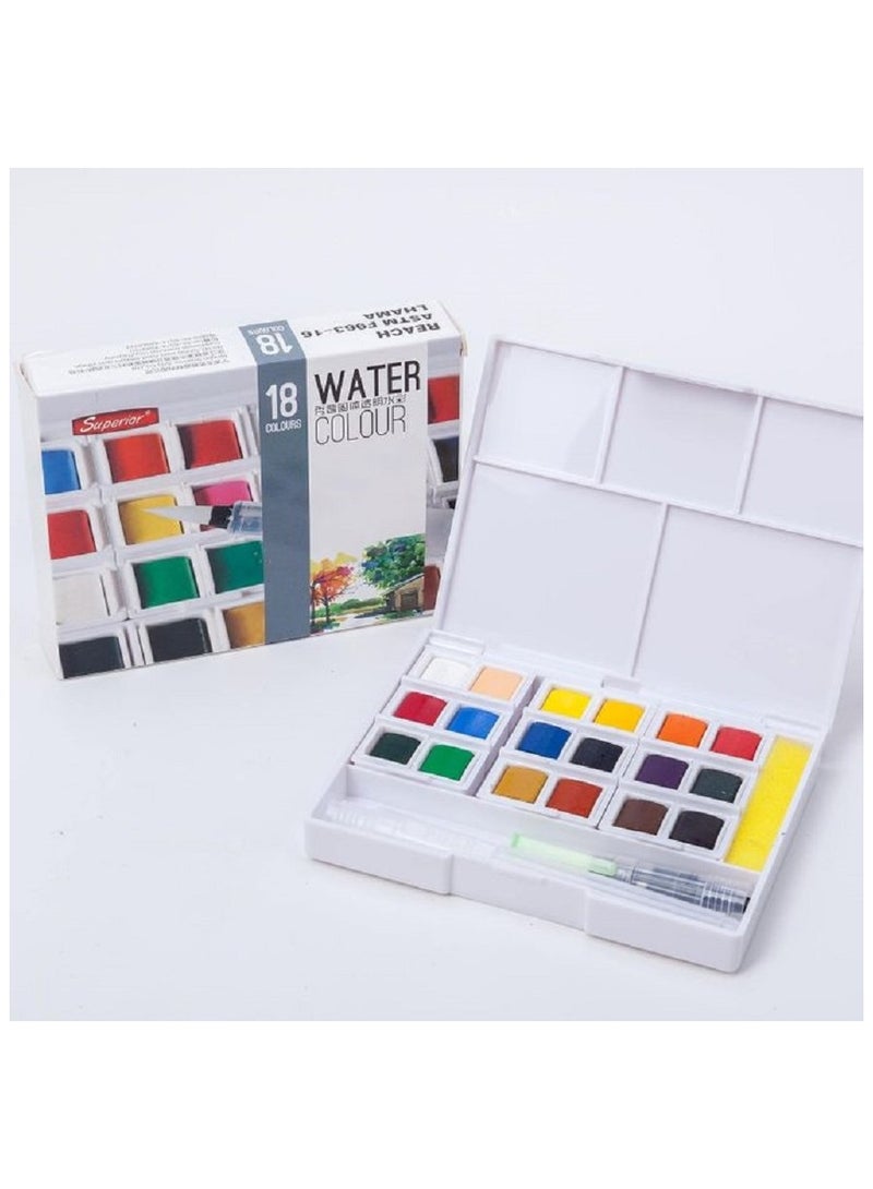 Superior Superior -18 Watercolor Painting Set With Paintbrush - Image 1