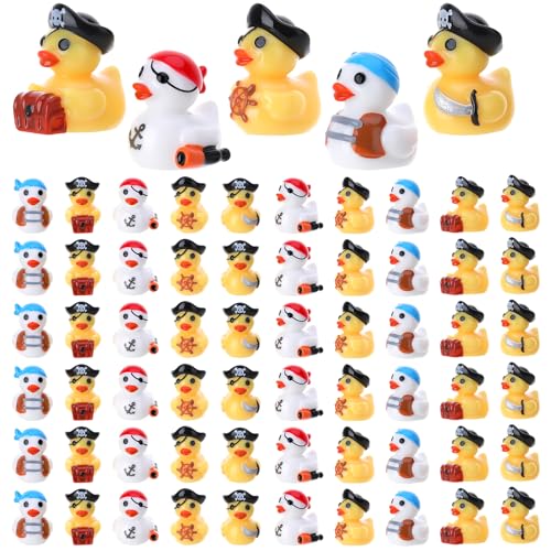 GGSTDDUP 60 Pcs Mini Pirate Resin Ducks Pirate Figures Toy Tiny Resin Ducks Miniature Figures for Crafts Party Favors Dollhouse Christmas Decoration - Image 1