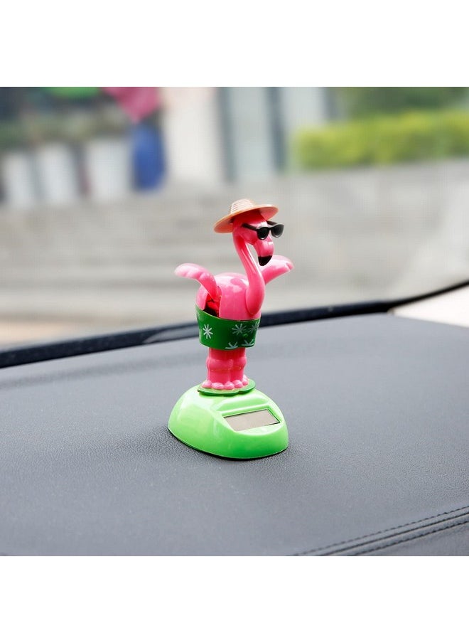 YGMONER - Flapping Wings Flamingo Solar Powered Hawaii Style Shaking Ornaments Car Dashboard Dancer Bobble Head (Flamingo A) - Image 1
