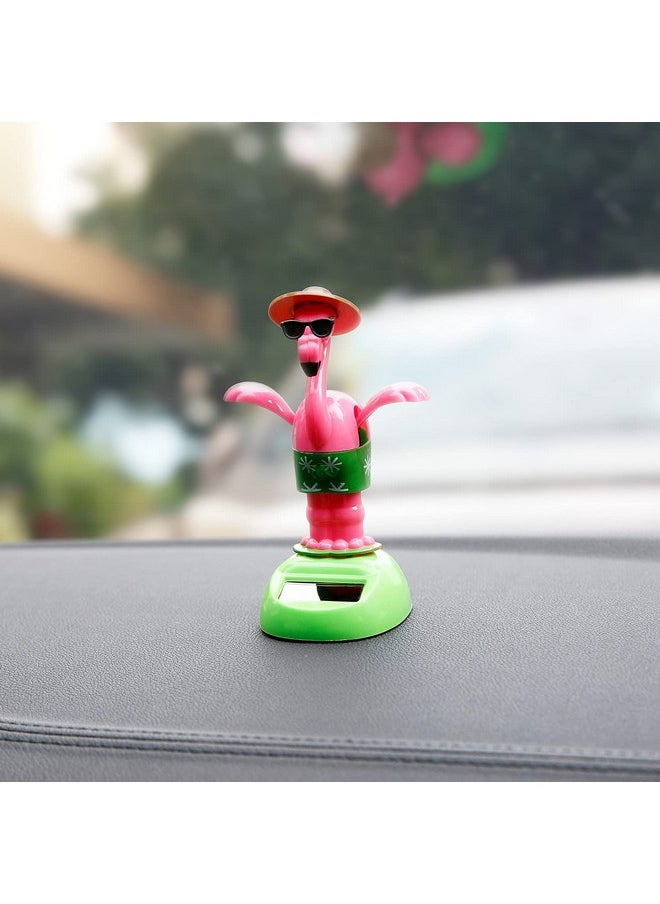 YGMONER - Flapping Wings Flamingo Solar Powered Hawaii Style Shaking Ornaments Car Dashboard Dancer Bobble Head (Flamingo A) - Image 1