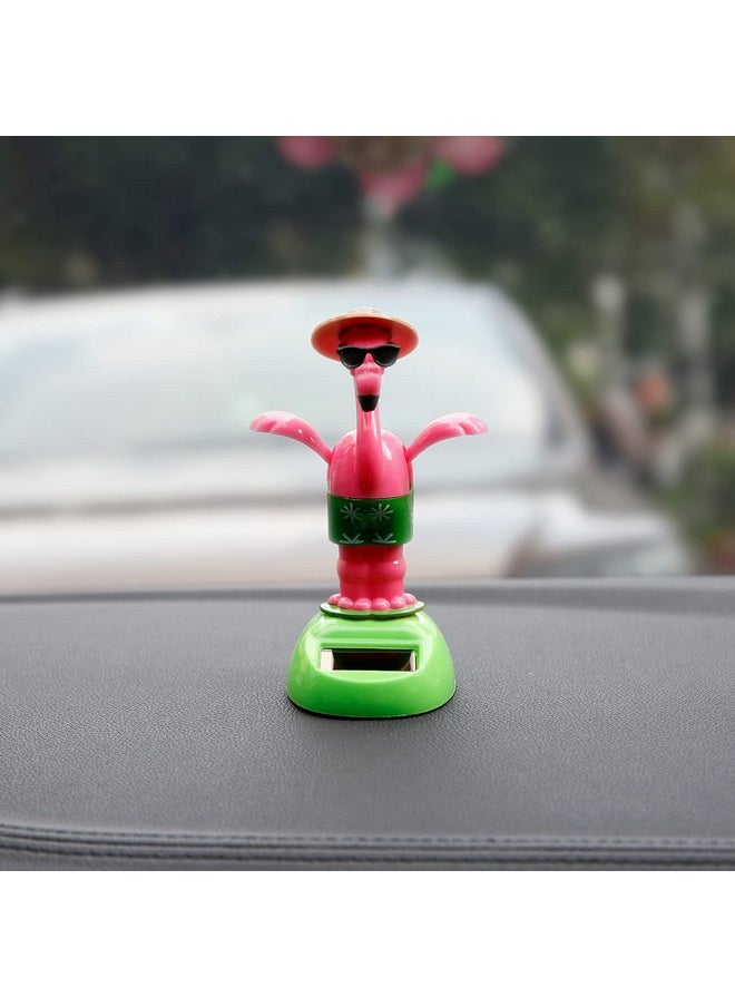 YGMONER - Flapping Wings Flamingo Solar Powered Hawaii Style Shaking Ornaments Car Dashboard Dancer Bobble Head (Flamingo A) - Image 1