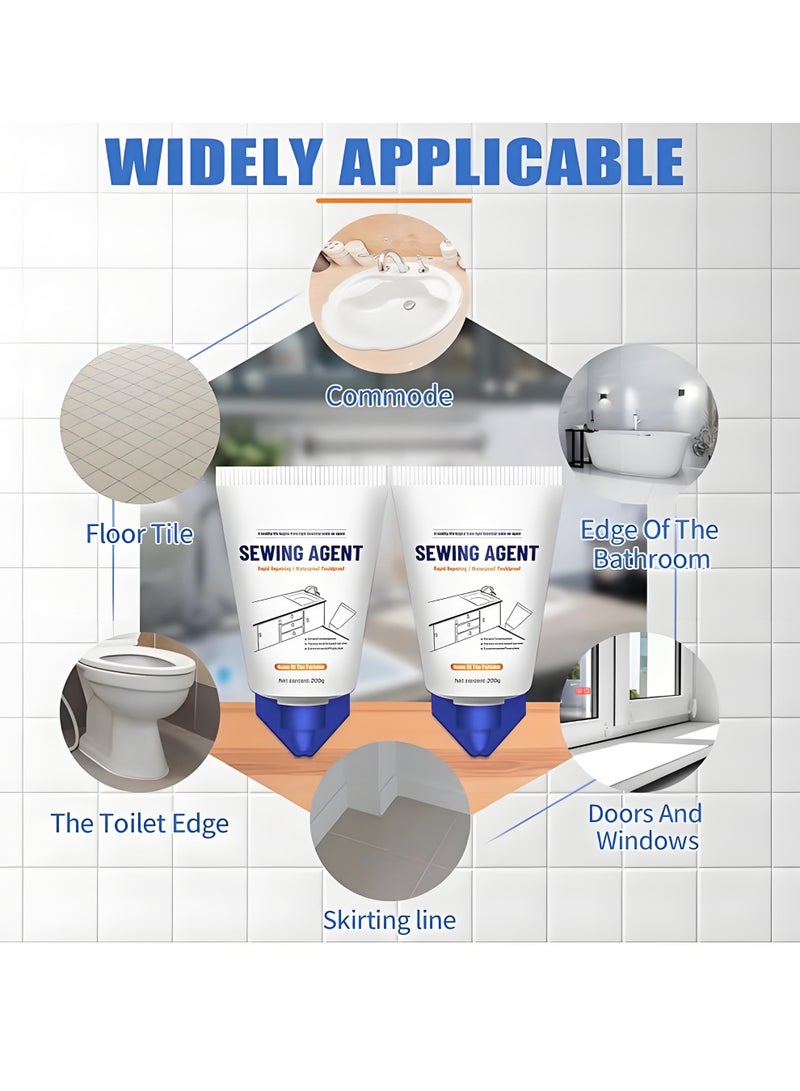 اشيلي 2 قطعة من طلاء الجص للبلاط الأسمنتي لسد الشقوق ومانع تسرب الجص لبلاط الدش والأرضيات والمزيد من الحلول الكاملة لملء الشقوق والفجوات في أسطح البلاط سهلة الاستخدام وآمنة باللون الأبيض - Image 2