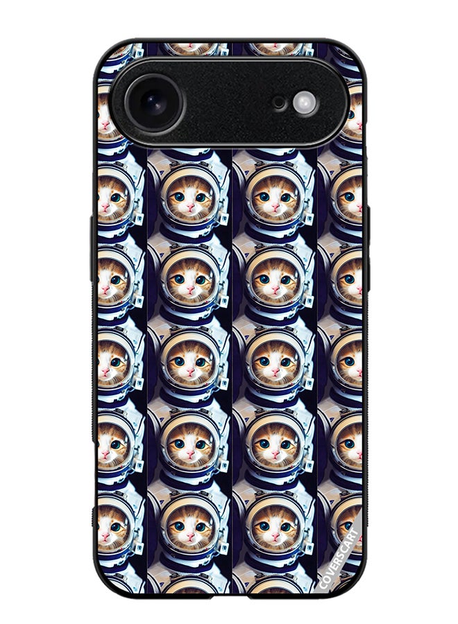 Protective Case Cover For Apple iPhone 17 Air Cat Face Inside Astronauts Helmet Pattern Design Multicolour