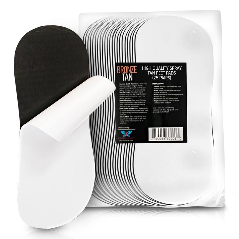 Existing Beauty Bronze Tan Sticky Spray Tan Pads For Feet  25 Pairs Disposable  Hygienic Ideal for Sunless Tan at Home or Salon  NonSlip EcoFriendly