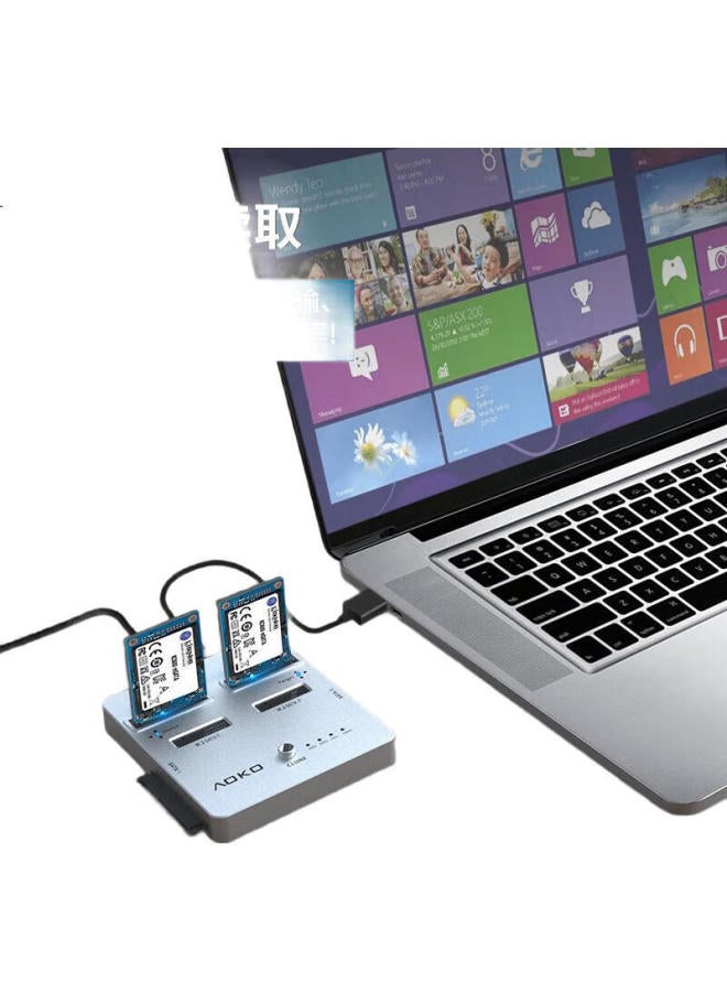 Aoko Msata/Sata/M.2 Sata Universal Dual-Bay Hard Drive Cloner, Msata Ssd Cloner, Desktop Mechanical Ssd Cloner, Da323Csl - Image 3