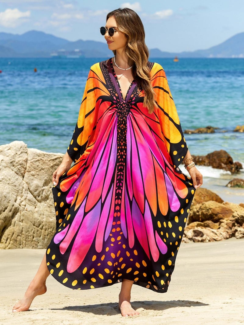 IMAGEKOPE Women 2025 Summer Kaftan Dresses Plus Size Bathing Suit Cover Up Moo Moos Beach Dress for Swimwear Caftan Dress - Image 3