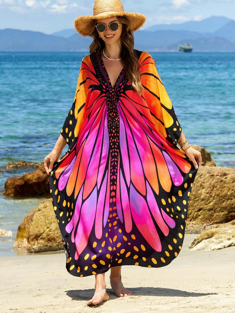 IMAGEKOPE Women 2025 Summer Kaftan Dresses Plus Size Bathing Suit Cover Up Moo Moos Beach Dress for Swimwear Caftan Dress - Image 4