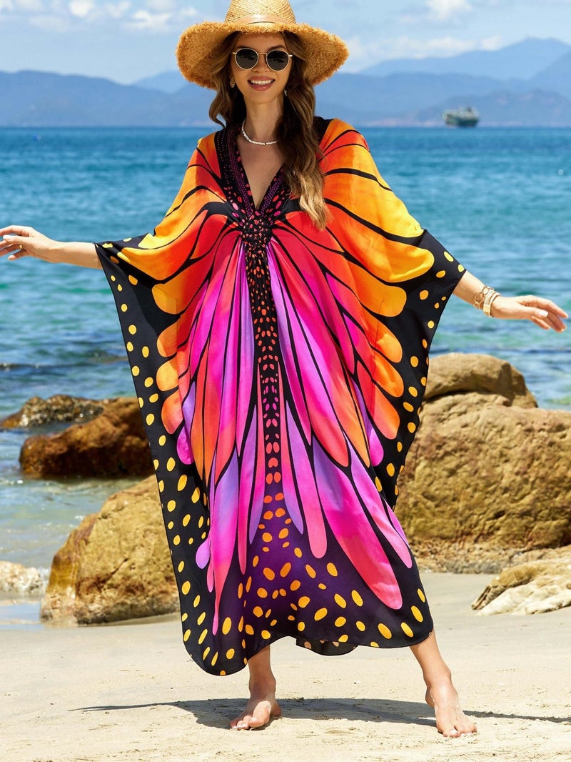 IMAGEKOPE Women 2025 Summer Kaftan Dresses Plus Size Bathing Suit Cover Up Moo Moos Beach Dress for Swimwear Caftan Dress - Image 5