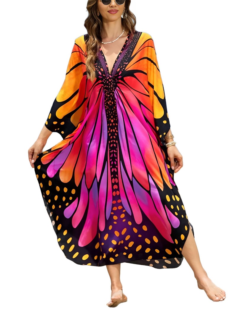 IMAGEKOPE Women 2025 Summer Kaftan Dresses Plus Size Bathing Suit Cover Up Moo Moos Beach Dress for Swimwear Caftan Dress - Image 1