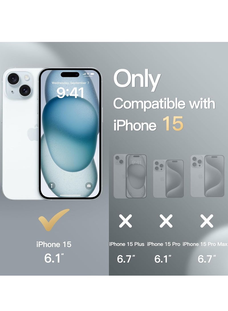 حومة غطاء حماية كامل للجسم لهاتف iPhone 15، ملمس حريري ناعم، غطاء مقاوم للصدمات مع بطانة من الألياف الدقيقة لهاتف iPhone 15 مقاس 6.1 بوصة - Image 2