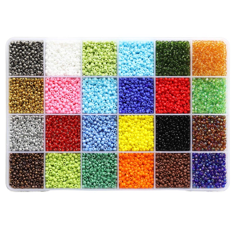 BALABEAD 80 Glass Seed Beads About 7200pcs in Box Size 3mm Seed Beads for Bracelet Making 300pcsColor 24 Colors