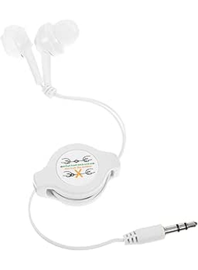 Lightweight In Ear Wired Earbuds With Telescopic Design For Comfortable All Day Use White - Image 1