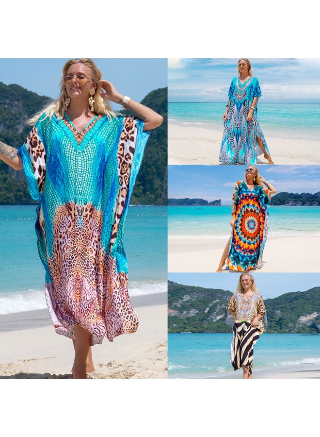 Arrival Cotton Printed Robe Bikini Swimwear Blouse Seaside Vacation Loose Sunscreen Shirt Beach Long Skirt-Color:Tiger Head (ZS2000-6)-  - Image 2
