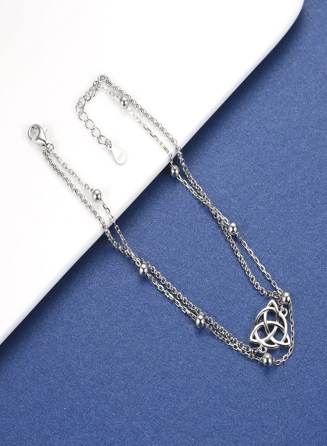 MANBU Sterling Silver Anklet for Women Cross Celtic Pearl Layered Chain Ankle Bracelet Summer Holiday Foot Jewelry Gifts (Celtic anklet) - Image 5