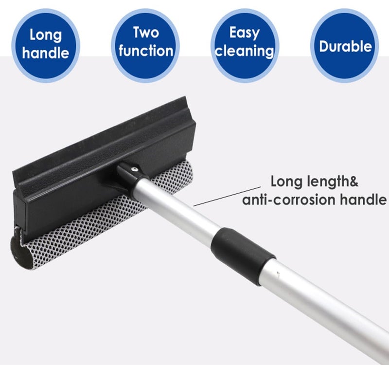 Kiwilon Car Windshield Wash Cleaner with Length Adujstable Handle Kitchen Platform and Window Glass Wiper Sponge Cleaner Washing Cleaning Squeegee Brush for Car Home Interior Exterior Use - Image 4