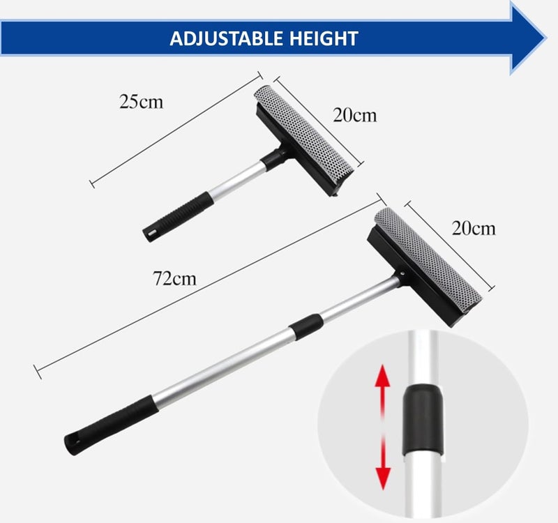 Kiwilon Car Windshield Wash Cleaner with Length Adujstable Handle Kitchen Platform and Window Glass Wiper Sponge Cleaner Washing Cleaning Squeegee Brush for Car Home Interior Exterior Use - Image 2
