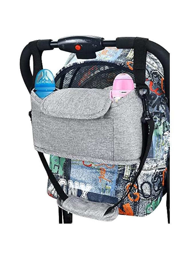 Gonice Large Size Baby Buggy Stroller Organiser Bags Pram Pushchair Mummy Storage Bag Cup Bottle Holder Multifunction Universal Handbag with Adjustable Strap and Diaper Pocket for Baby Buggy 5 Pockets  - Image 1
