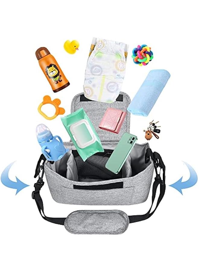 Gonice Large Size Baby Buggy Stroller Organiser Bags Pram Pushchair Mummy Storage Bag Cup Bottle Holder Multifunction Universal Handbag with Adjustable Strap and Diaper Pocket for Baby Buggy 5 Pockets  - Image 4