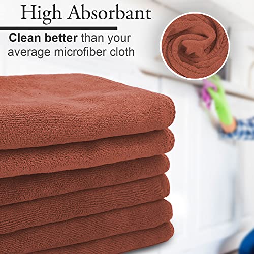 Sassoon Microfiber Cleaning Cloth in 450 GSM (6 Pcs, Rust)(40x40cm)-Highly Absorbent, Thick Lint & Streak-Free Multipurpose Cloths-Automotive Microfiber Towels for Car Bike Cleaning - Image 2
