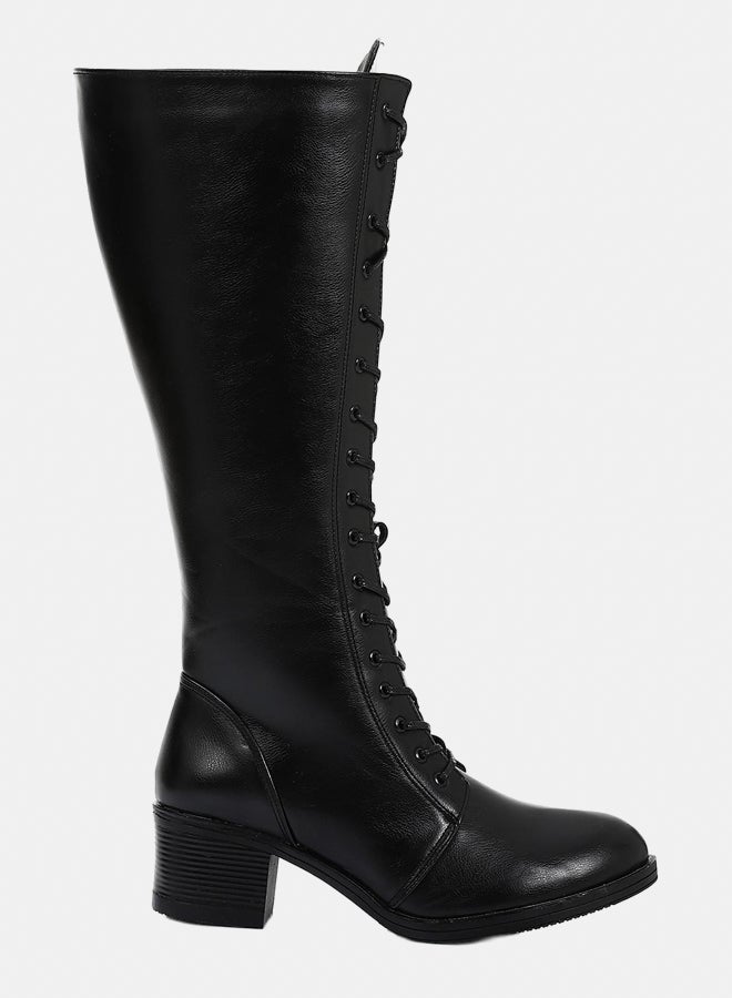 XO Style Leather Boot - Black - Image 2