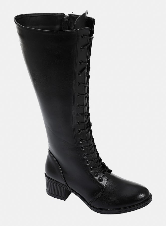 XO Style Leather Boot - Black - Image 1