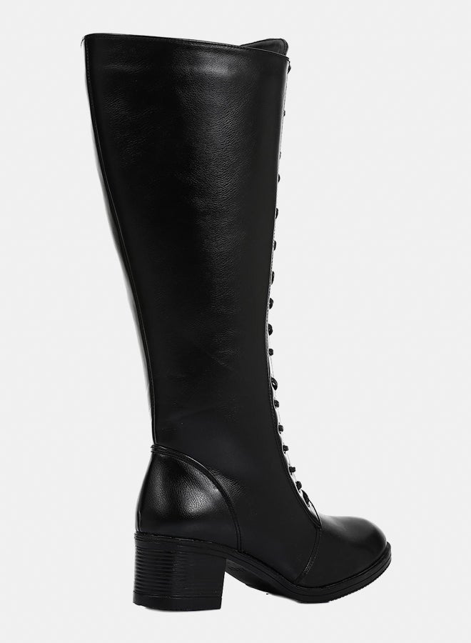 XO Style Leather Boot - Black - Image 3