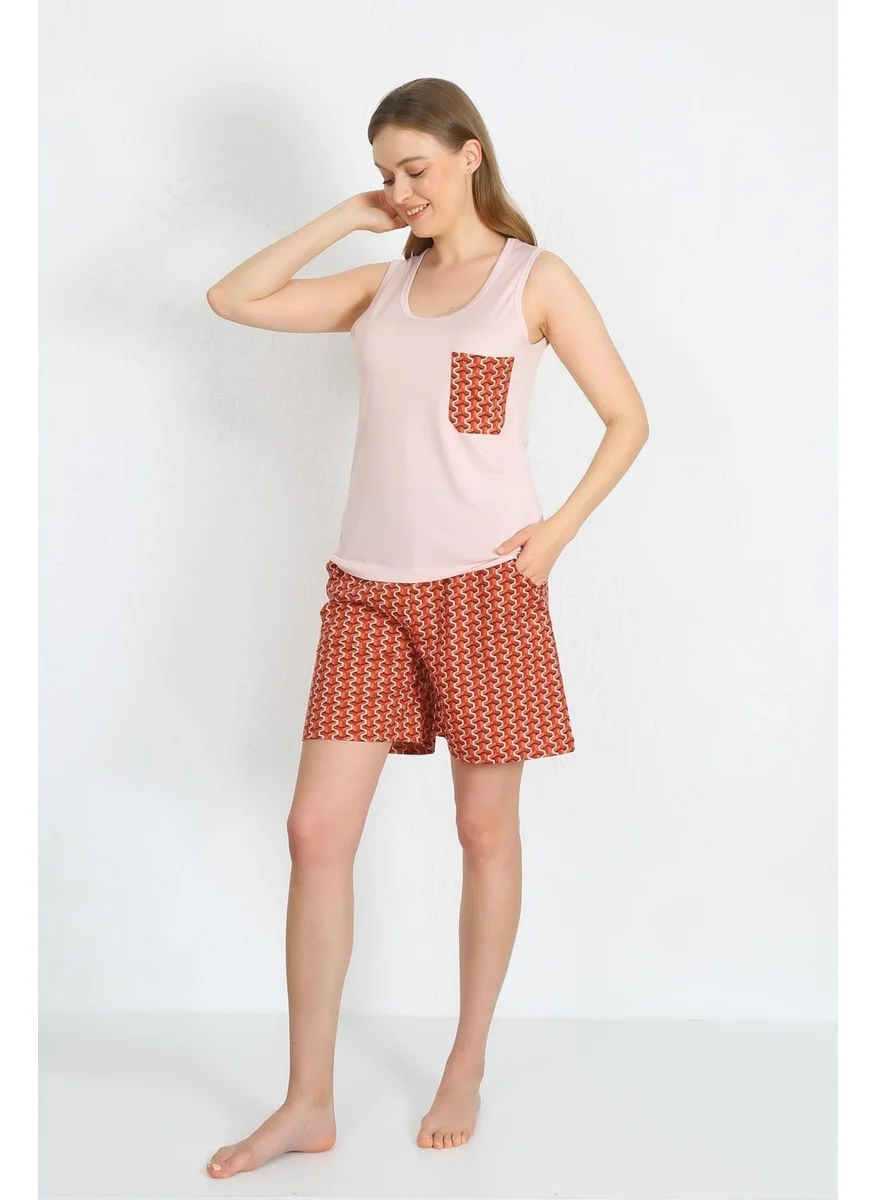 اكبينيز Women's Thick Strap Pocket Shorts Suit Powder 3617