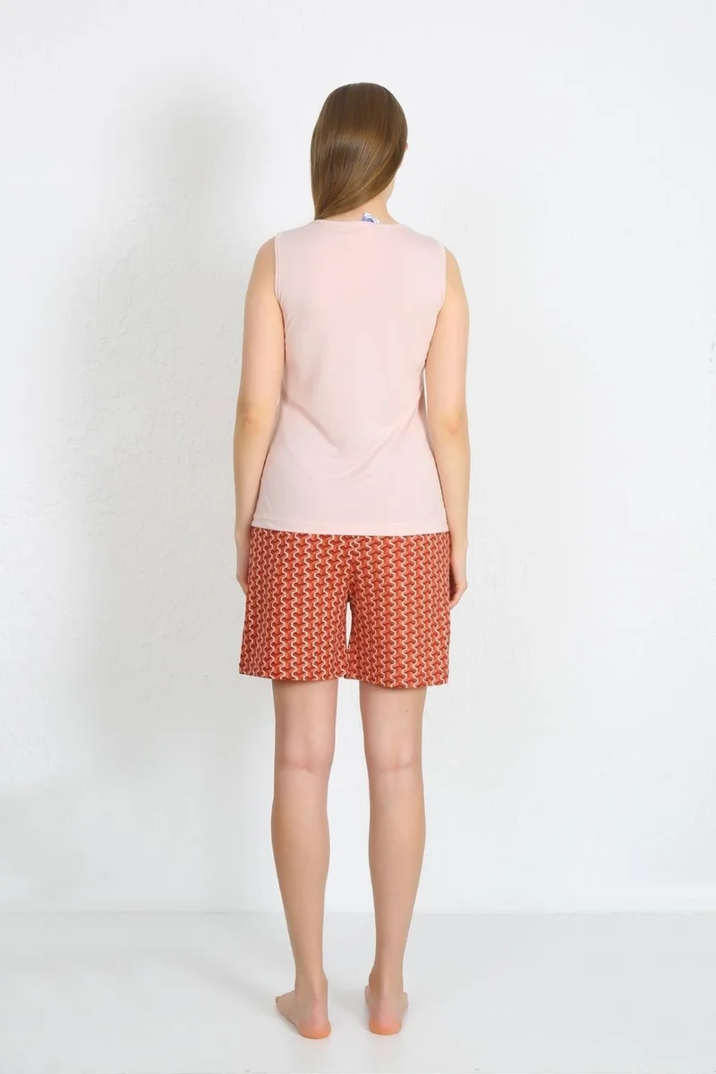 Akbeniz Women's Thick Strap Pocket Shorts Suit Powder 3617