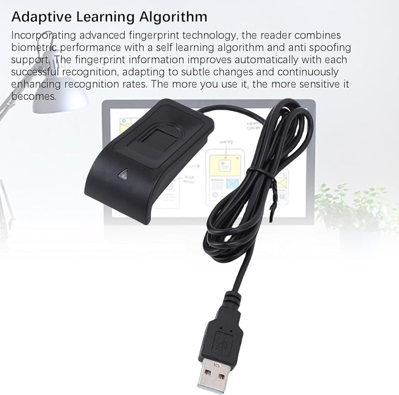 USB Fingerprint Reader 360 Degree Touch PC Dongle Fast Accurate Recognition 1.4m Cable - Image 4