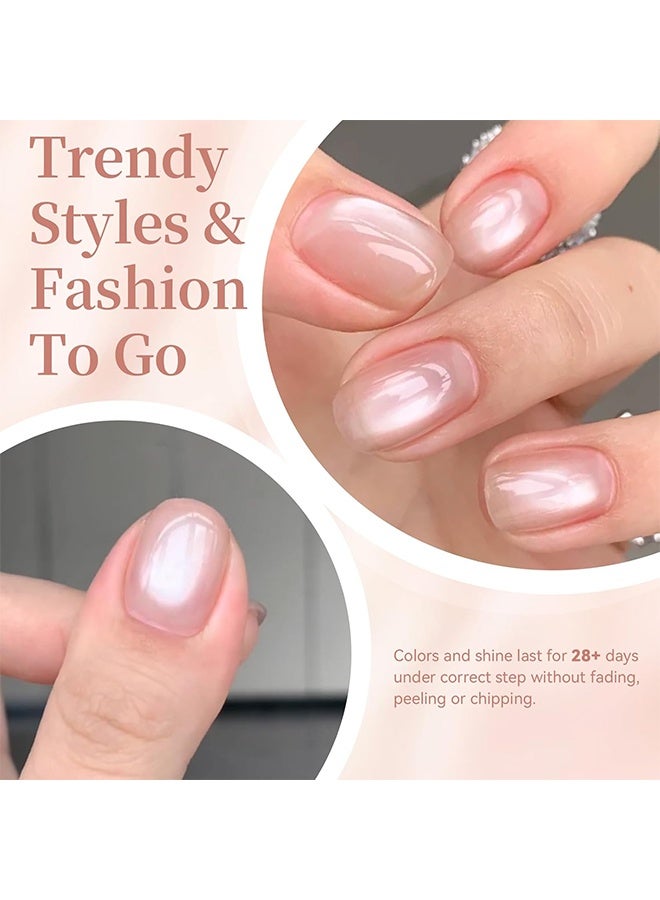 Born Pretty Color Nail Gel, Gel Nail Polish, Glassy Nude Cat Magnetic Eye Gel Nail Polish, With Magnet, Glitter Nude Light Pink Jelly Translucent Magnetic Gel Polish,Soak Off UV Gels Nail Art Design Salon DIY Home - Image 4