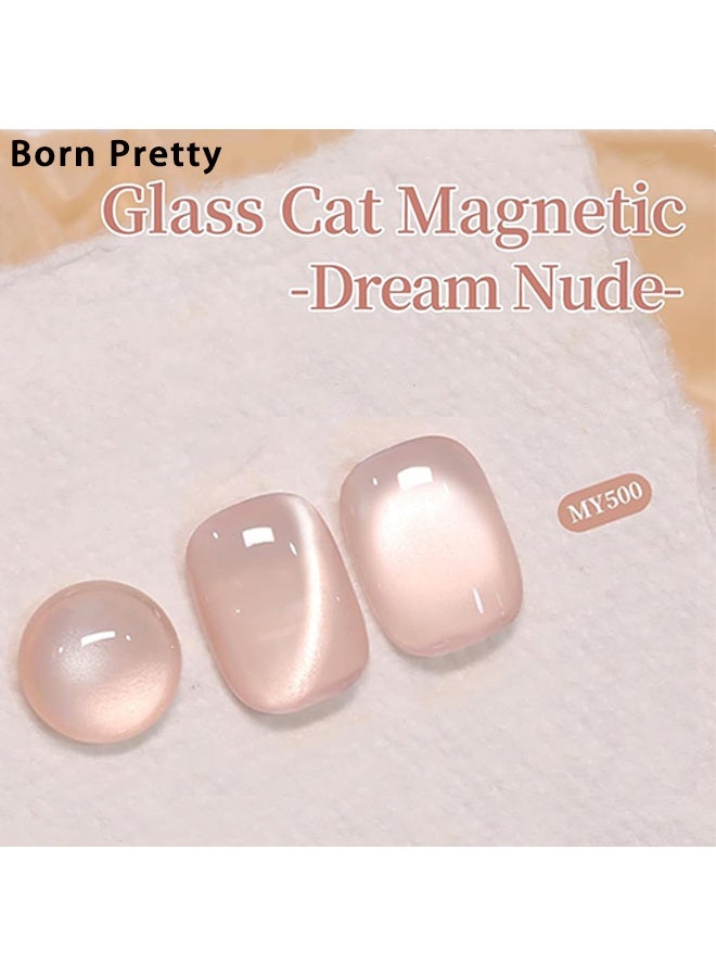 Born Pretty Color Nail Gel, Gel Nail Polish, Glassy Nude Cat Magnetic Eye Gel Nail Polish, With Magnet, Glitter Nude Light Pink Jelly Translucent Magnetic Gel Polish,Soak Off UV Gels Nail Art Design Salon DIY Home - Image 2