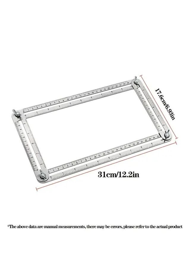 Metal 4 Fold Ruler Multi Functional Angle Measuring Tool Metric Inch Scales - Image 5