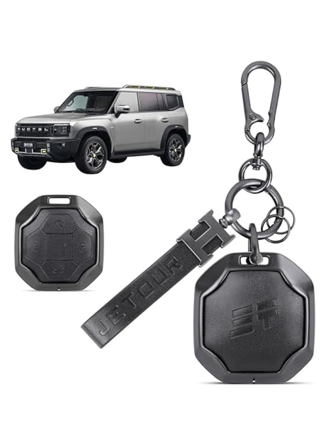 Topleo Jetour Traveller T2 Key Fob Protectors Compatible Car Keychain with | Jetour T2 Accessories & Durable Alloy Key Case Anti Fall and Wear-resistant. Alloy Key Wraps Encase Car Keys. (Black) - Image 1
