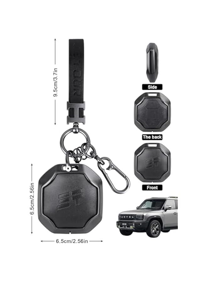 Topleo Jetour Traveller T2 Key Fob Protectors Compatible Car Keychain with | Jetour T2 Accessories & Durable Alloy Key Case Anti Fall and Wear-resistant. Alloy Key Wraps Encase Car Keys. (Black) - Image 2