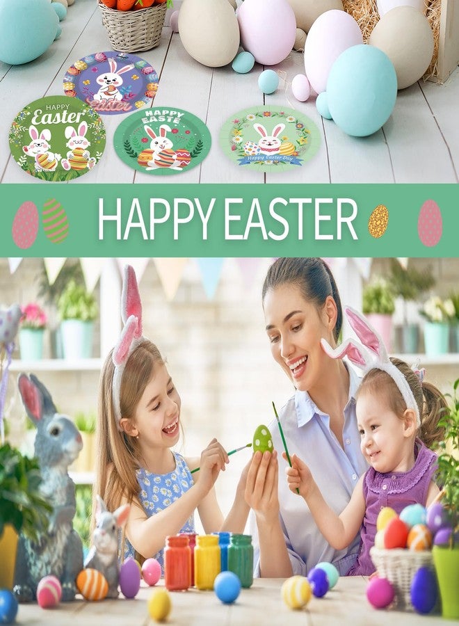 EVYIENEN 48 pcs Happy Easter Paper Plates,7Inch Dessert Plates Decorative Spring Bunny Egg Dinnerware Tableware for Easter Kids Adult Party Supplies Decorations(4 Designs) - Image 3