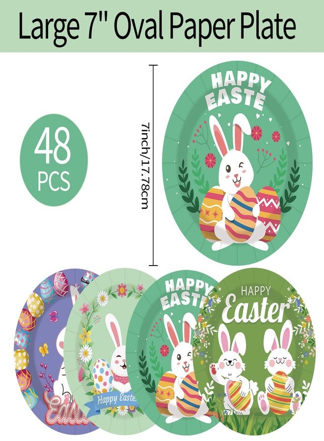 EVYIENEN 48 pcs Happy Easter Paper Plates,7Inch Dessert Plates Decorative Spring Bunny Egg Dinnerware Tableware for Easter Kids Adult Party Supplies Decorations(4 Designs) - Image 2