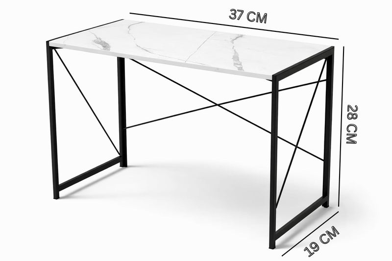 EXVITO Portable Wood & Metal Computer Desk | Foldable Modern Writing | Multipurpose Study Table Best for Home, School, Office Work & More | Ideal for Kids & Adults - (White, Standard) - Image 2