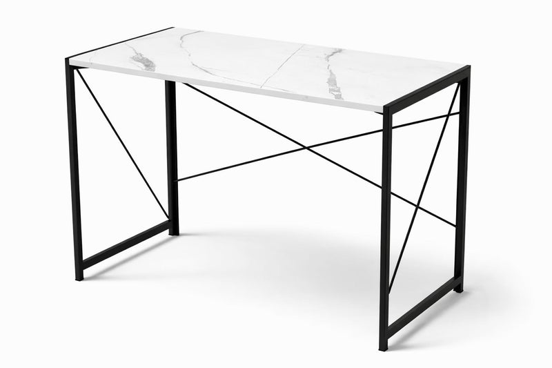 EXVITO Portable Wood & Metal Computer Desk | Foldable Modern Writing | Multipurpose Study Table Best for Home, School, Office Work & More | Ideal for Kids & Adults - (White, Standard) - Image 3