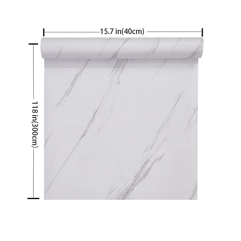 HELLKIT Glossy Marble Paper Granite Gray/White Wallpaper Peel and Stick Wallpaper Self Adhesive Removable Wallpapers 15.8â€³ Ã—118â€³ Waterproof Countertop Paper for Cabinet Countertop Furniture Kitchen Viny Film - Image 3