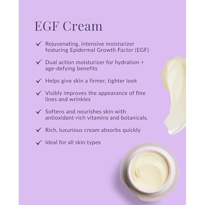 DHC EGF Cream, Hydrating Peptide Moisturizer, Collagen, Skin-Renewing, Firmness and Radiance, Fragrance and Colorant Free, Ideal for All Skin Types, 1.2 oz. Net wt. - Image 5