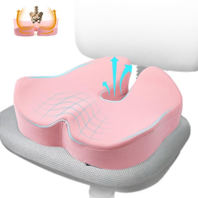 X LARGE MEMORY FOAM SEAT CUSHION FOR OFFICE CHAIRFOR BACK SUPPORT RELIEF SCIATICA TAILBONE COCCYX PAIN RELIEF CUSHION PILLOW FOR LONG SITTING FOR CAROFFICE CHAIRWHEELCHAIR PINK