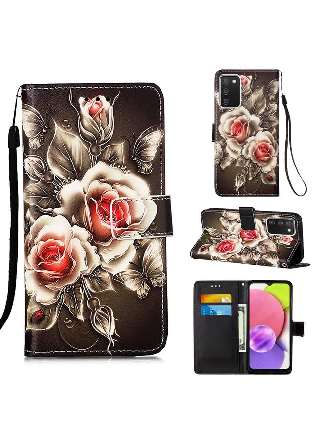 اس-توب جراب لهاتف Samsung Galaxy A03s مقاس 165.8 مم، جراب هاتف جلدي منسوج عادي برسومات ملونة - Image 1